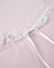 Crop Top Langarm Rosa