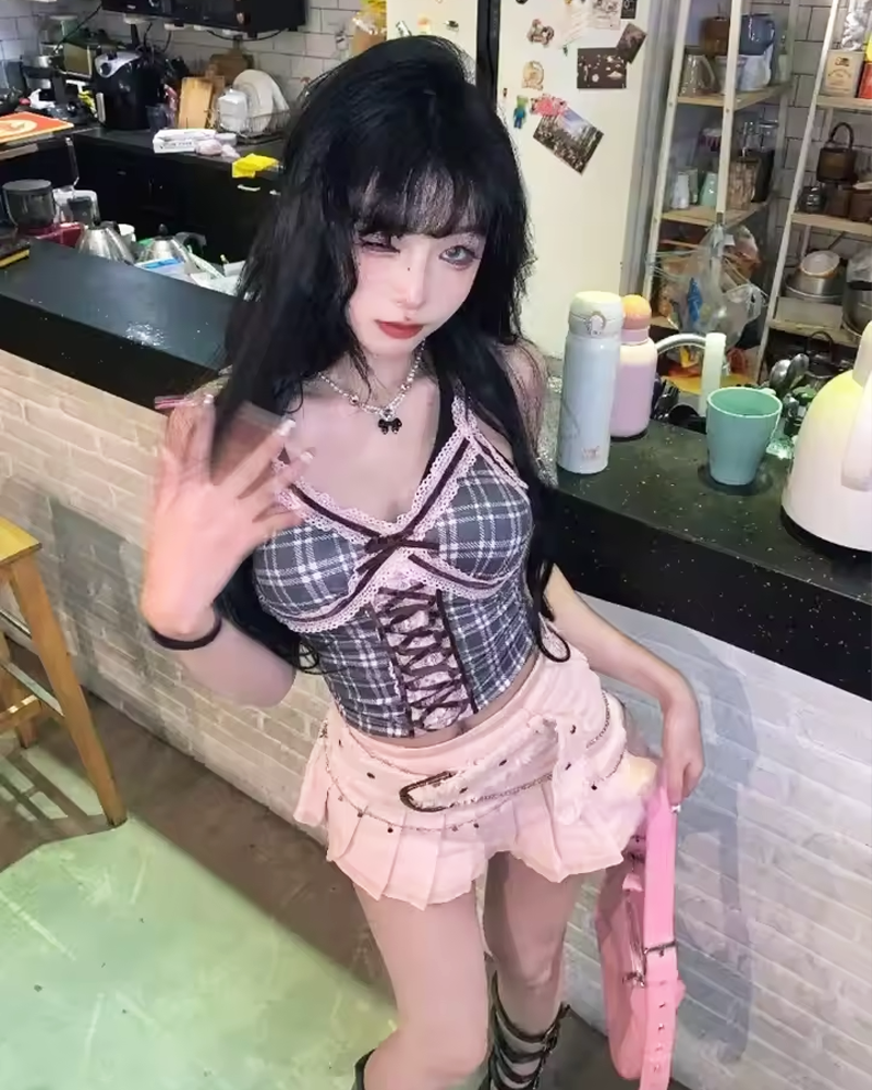 Faltenrock Kurz Rosa