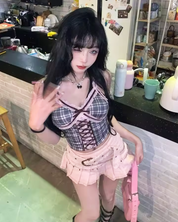 Faltenrock Kurz Rosa