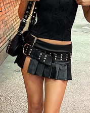 Leder Falten Minirock