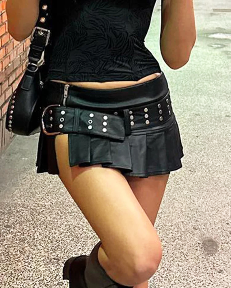 Leder Falten Minirock