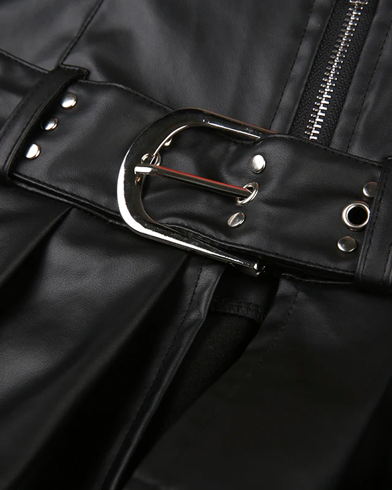 Leder Falten Minirock