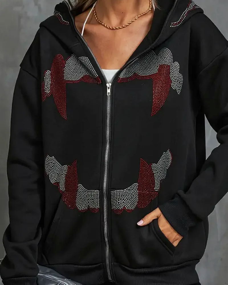 Zip Hoodie mit Strass