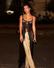 Sukienka koronkowa czarna przezroczysta