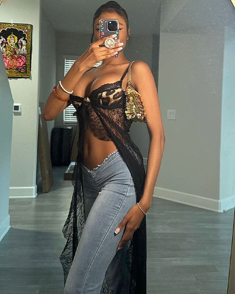 Sukienka koronkowa czarna przezroczysta