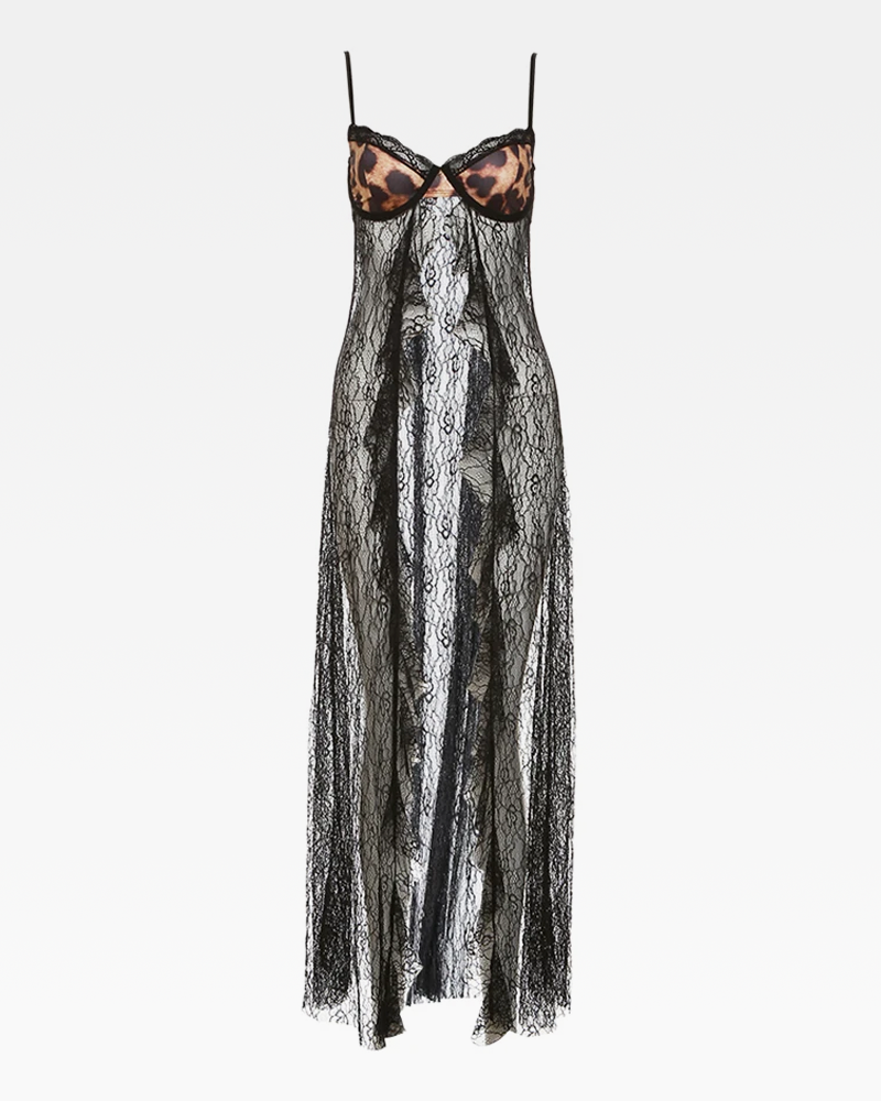 Sukienka koronkowa czarna przezroczysta