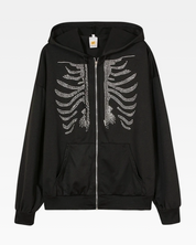 Skelett Hoodie mit Strasssteinen