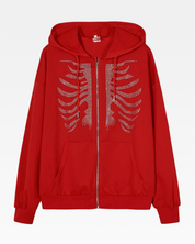 Skelett Hoodie mit Strasssteinen