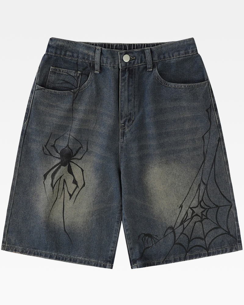 Spider Denim Shorts
