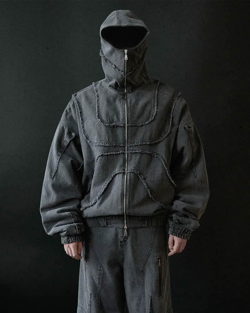 Jeansjacke mit Kapuze Herren Schwarz