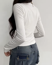 Crop Top Langarm Weiß