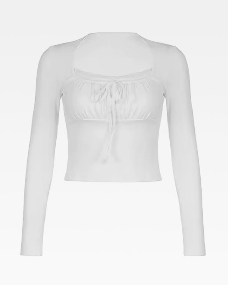 Crop Top Langarm Weiß