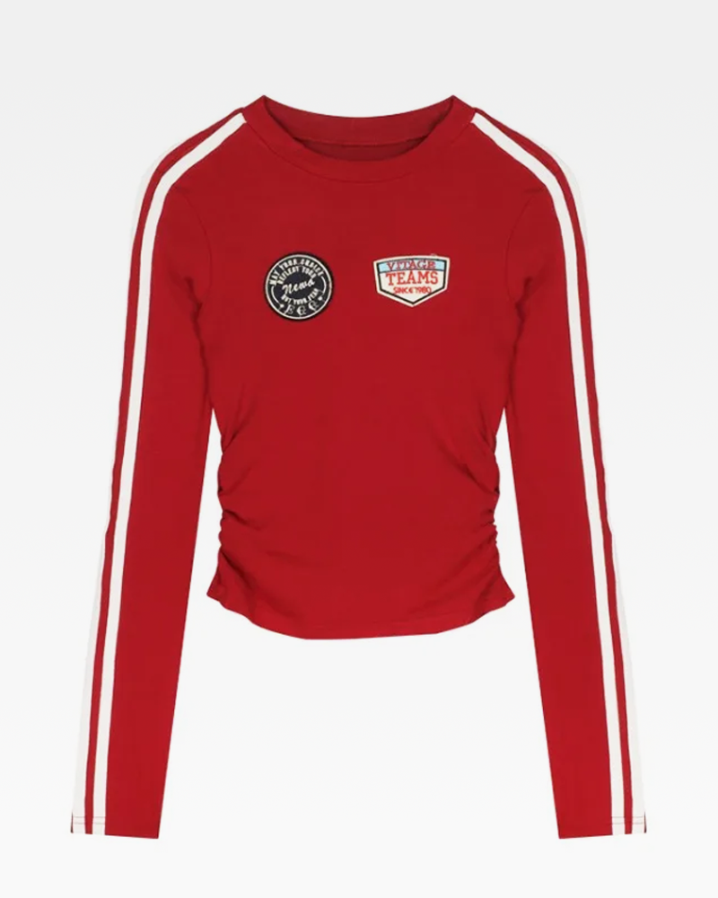 Crop Top Langarm Rot