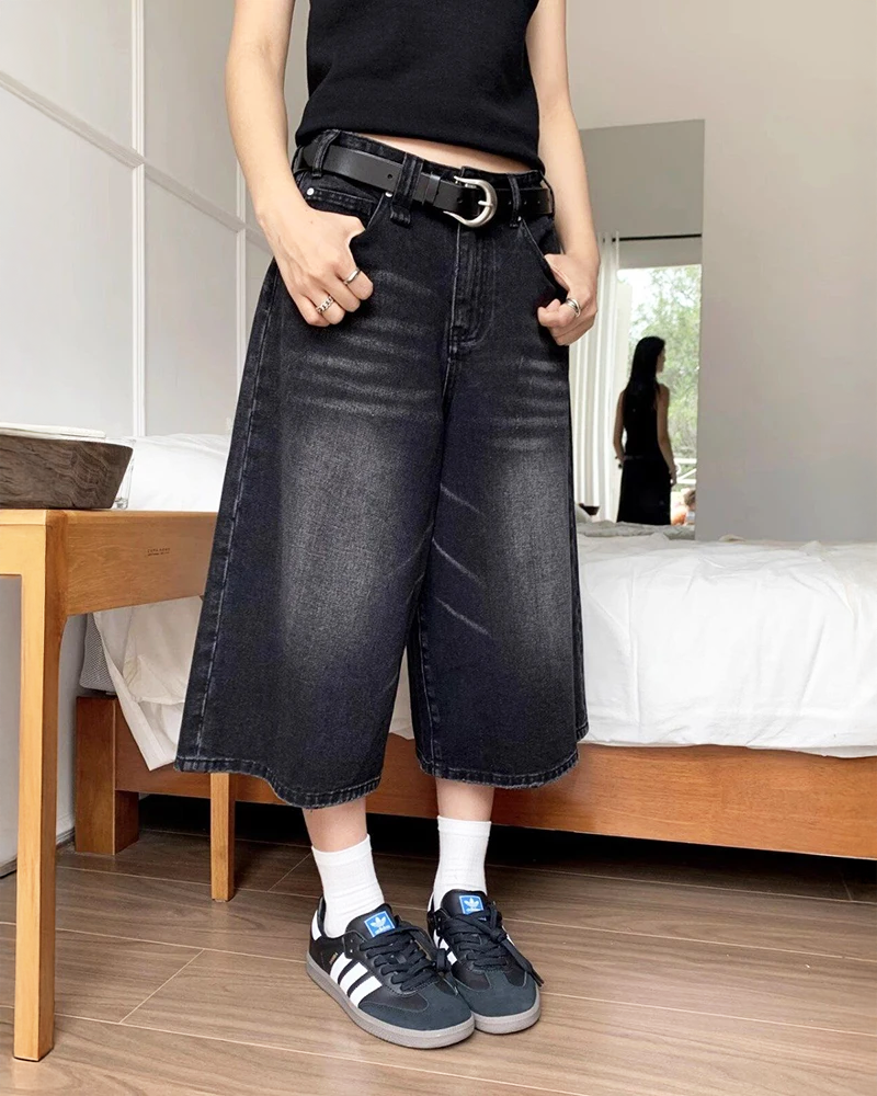 Short jean large femme