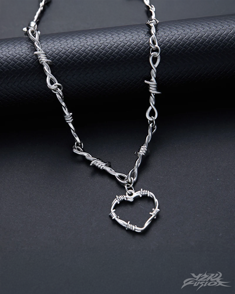 Barbed Wire Heart Necklace