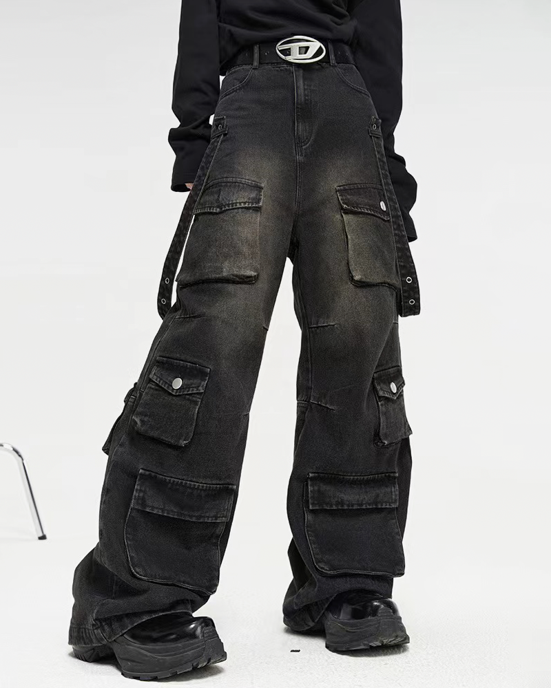 Schwarze Cargo Baggy Jeans​