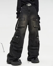 Schwarze Cargo Baggy Jeans​