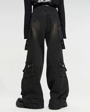 Schwarze Cargo Baggy Jeans​