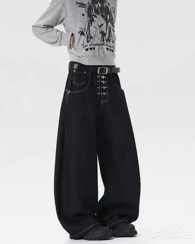 Barrel Jeans Schwarz