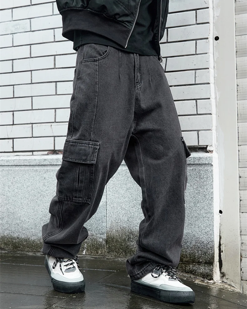 Black Denim Cargo Pants | Y2K Fusion