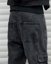 Black Denim Cargo Pants