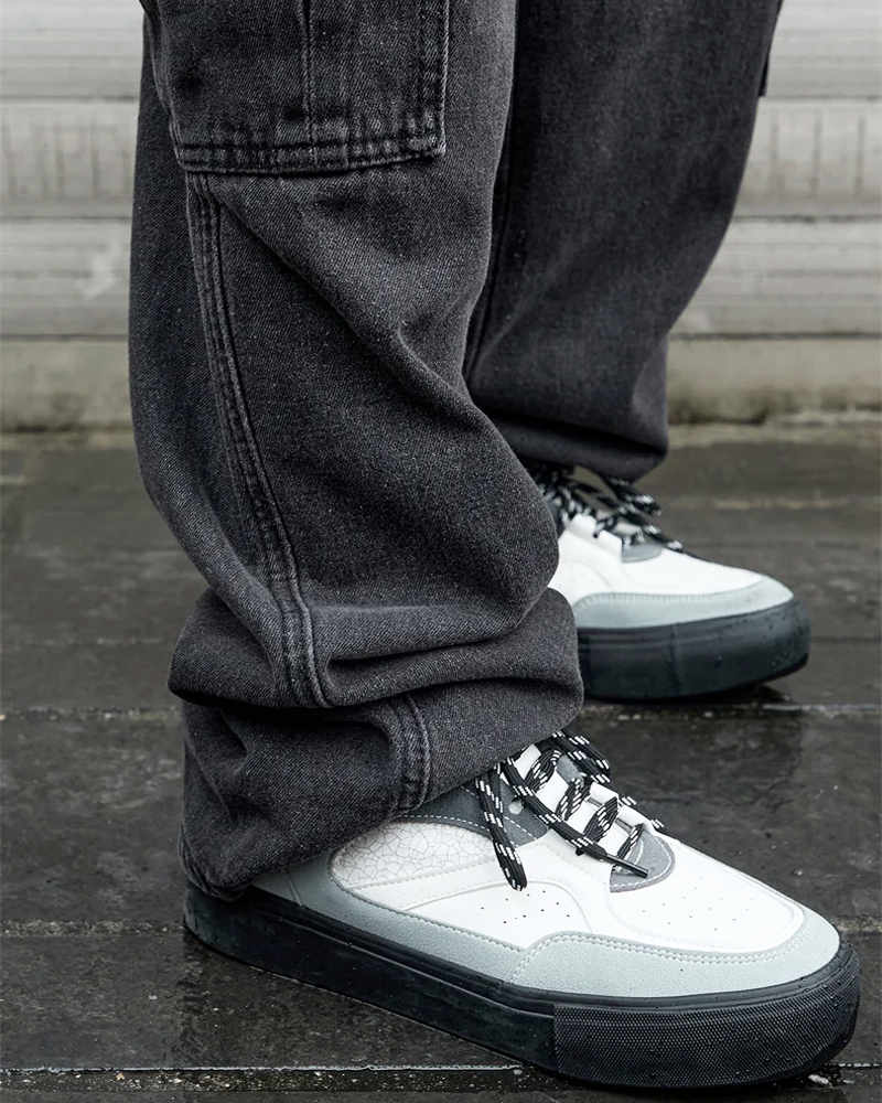 Black Denim Cargo Pants