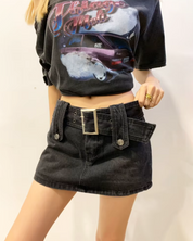 Black Denim Skort