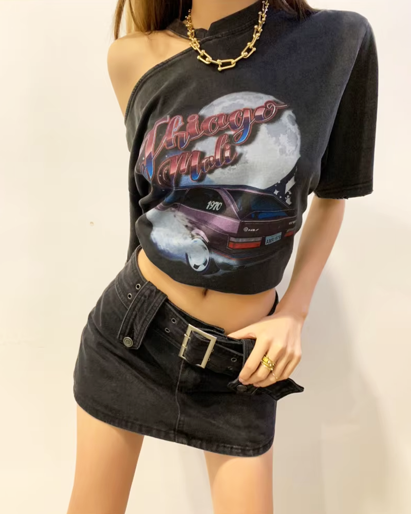 Black Denim Skort