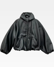 Black Hooded Leather Jacket