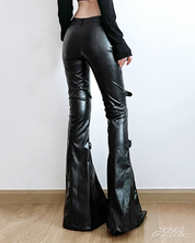 Black Leather Flare Pants