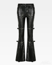 Black Leather Flare Pants