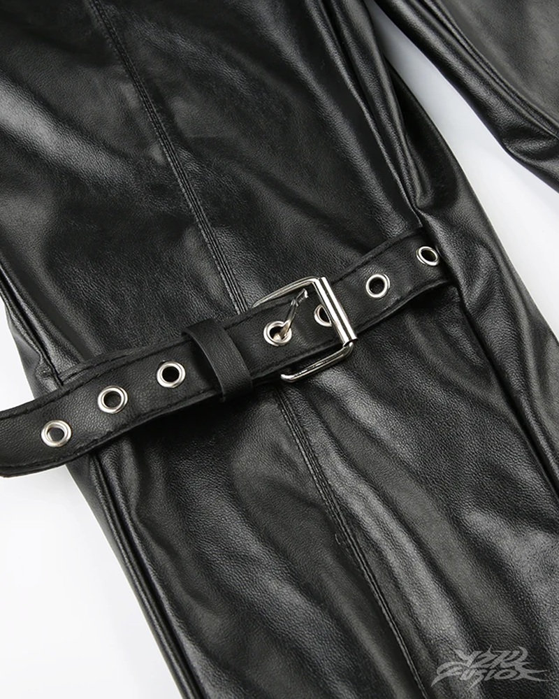 Black Leather Flare Pants