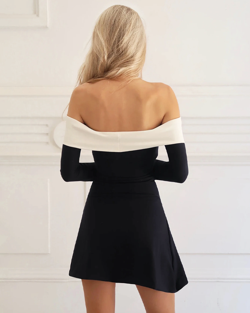 Black Mini Dress With White Trim