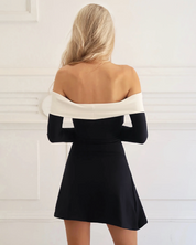 Black Mini Dress With White Trim