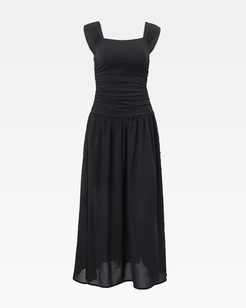 Schwarzes Kleid mit Raffung​