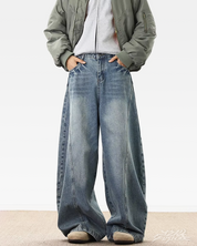 Blue Baggy Wide Leg Jeans