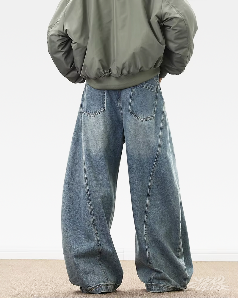 Blue Baggy Wide Leg Jeans