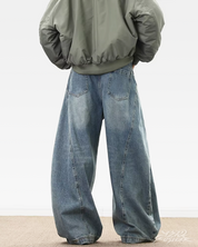 Blue Baggy Wide Leg Jeans