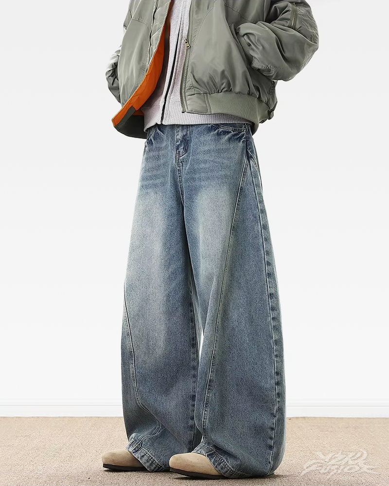 Blue Baggy Wide Leg Jeans