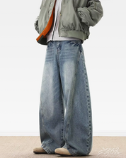 Blue Baggy Wide Leg Jeans