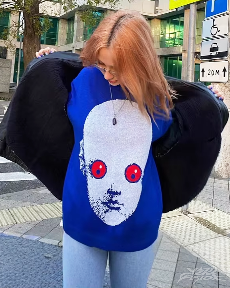 Blauer Y2K Pullover