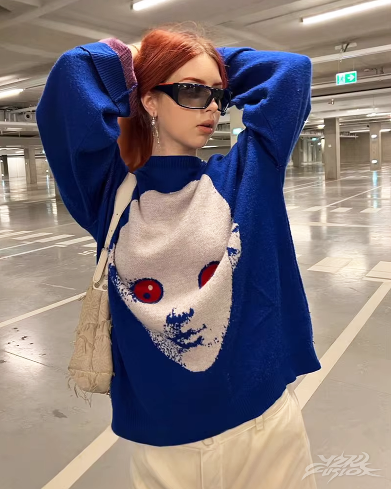 Blauer Y2K Pullover