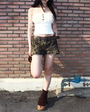 Denim Leopard Shorts