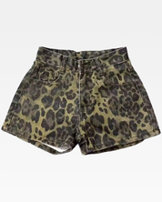 Denim Leopard Shorts