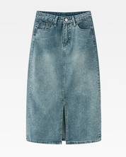 Denim Maxi Skirt With Slit