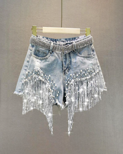 Short jean strass