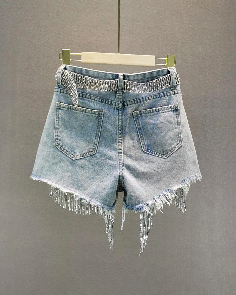 Short jean strass