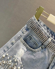 Short jean strass