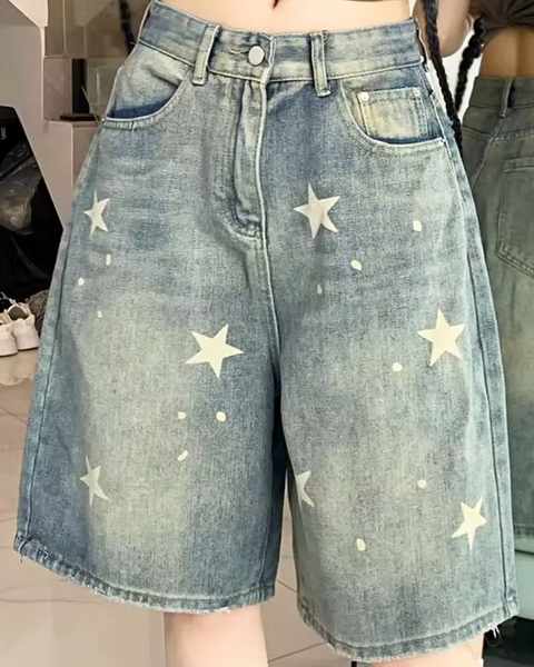 Denim Shorts With Stars | Y2K Fusion