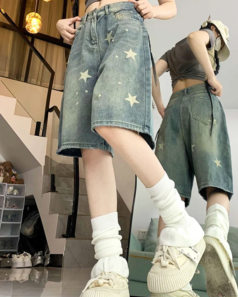 Jeans Shorts mit Sternen​
